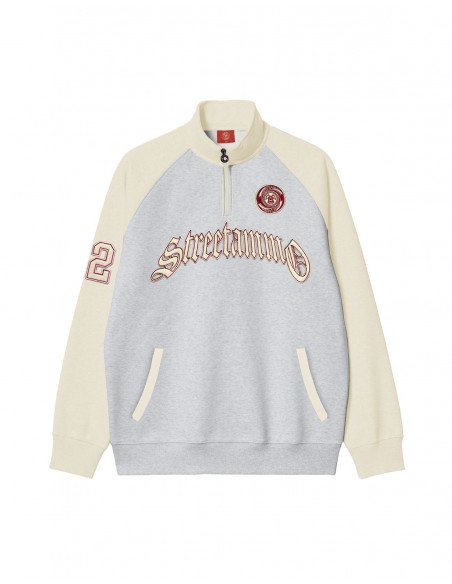 Streetammo x AaB Gothic League 1/4 Zip Sweatshirt heather grey med cream raglan - klassisk mid-layer sweatshirt